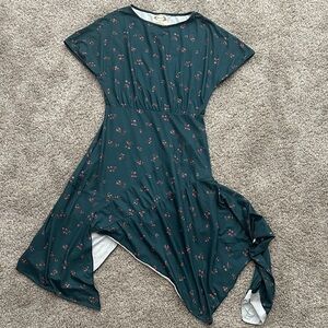 Charming Green Floral Kids Dress